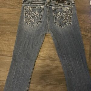 Miss Me Blue Boot Cut Jeans with Embellished Pockets